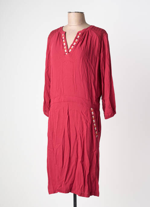 Robe mi-longue coupe fluide manches longues rouge YEST femme