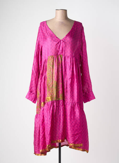 Robe mi-longue violet COEUR DE NOMADE femme