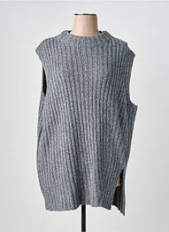 Pull tissage chiné sans manche gris YESTA femme