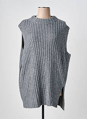 Pull coupe droite sans manche gris YESTA femme