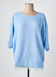Pull tunique manches 3/4 manches 3/4 bleu MAT. femme