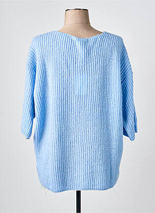 Pull tunique stretch manches 3/4 bleu MAT. femme