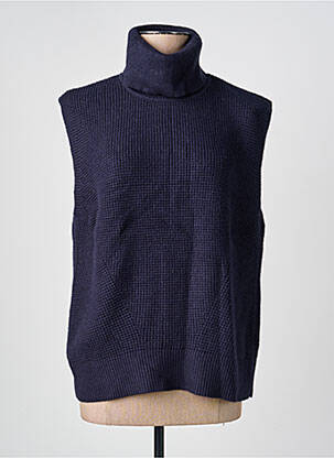 Pull col roulé stretch sans manche bleu YEST femme
