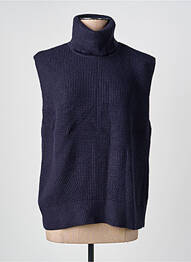 Pull col roulé stretch sans manche bleu YEST femme