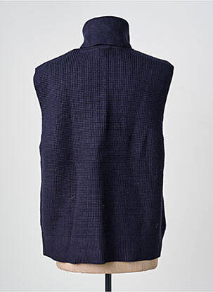 Pull col roulé stretch sans manche bleu YEST femme