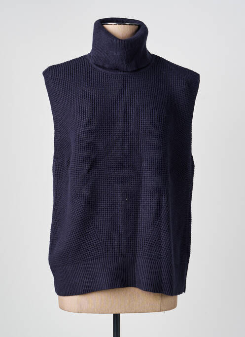 Pull col roulé stretch sans manche bleu YEST femme