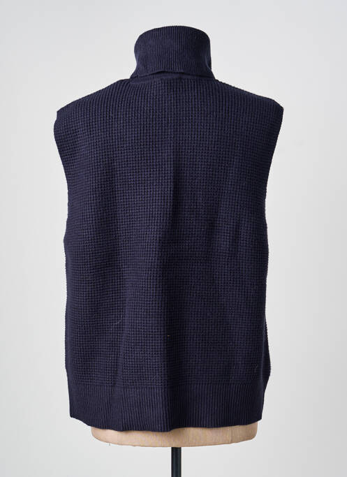 Pull col roulé stretch sans manche bleu YEST femme