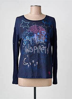 Top imprimé fantaisie manches longues bleu MALVIN femme