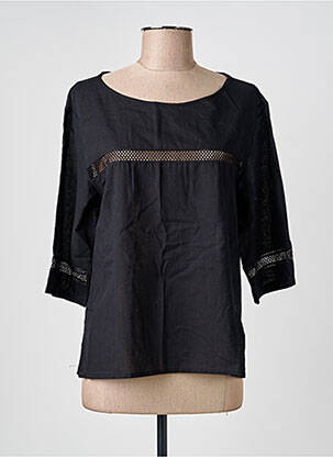 Blouse col rond manches 3/4 noir SEMIOLOGY femme