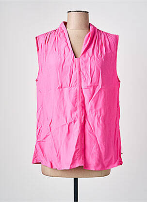 Top col v sans manche rose YEST femme