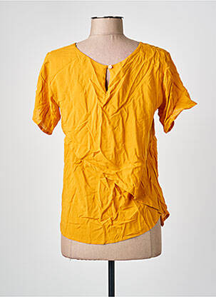 Top coupe fluide manches courtes jaune SEMIOLOGY femme