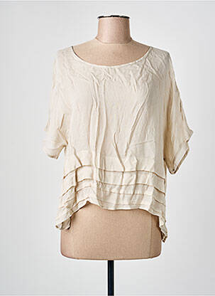 Top coupe fluide manches courtes beige SEMIOLOGY femme