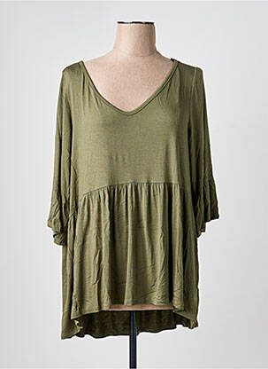 Tunique manches longues col v vert AN-VITO femme