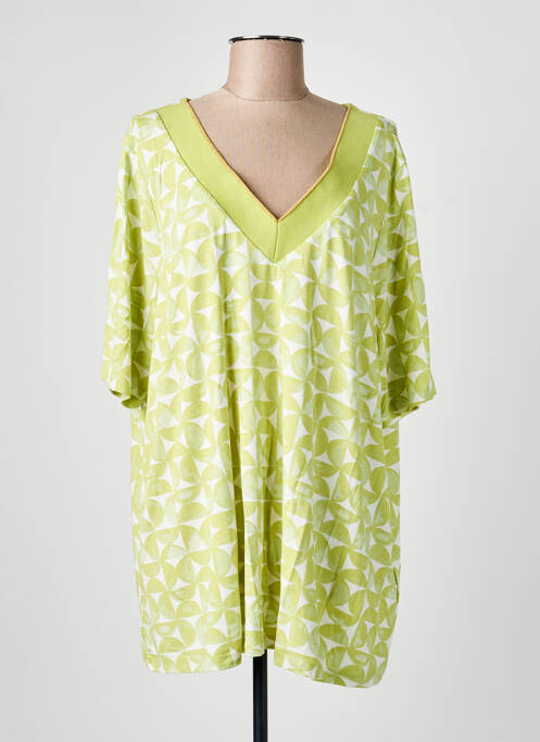 Tunique manches courtes coupe fluide vert YESTA femme