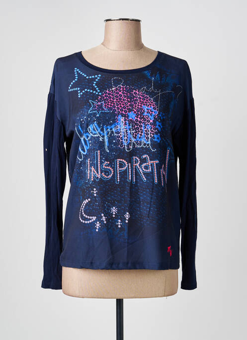 Top imprimé fantaisie manches longues bleu MALVIN femme