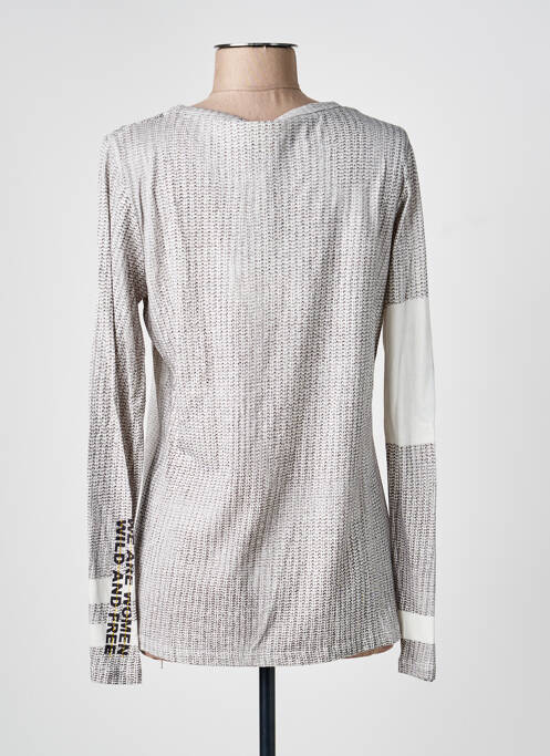 Top imprimé fantaisie manches longues gris MALVIN femme