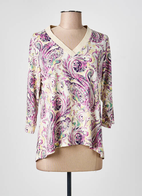 Top imprimé fantaisie manches 3/4 violet EGO femme