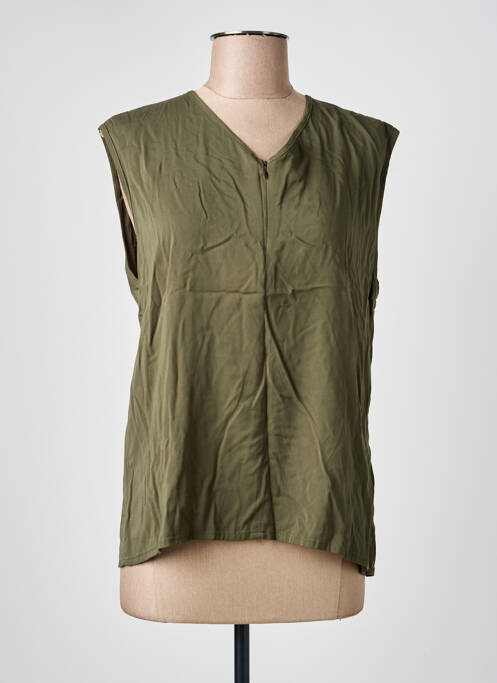 Top coupe cintrée sans manche vert SEMIOLOGY femme