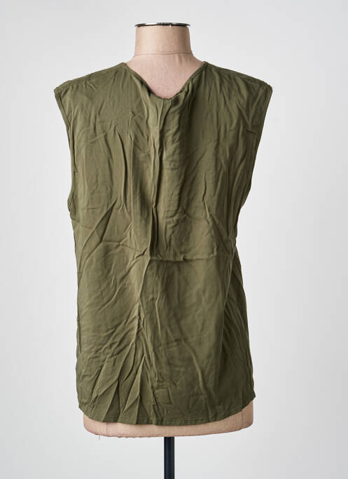 Top coupe cintrée sans manche vert SEMIOLOGY femme