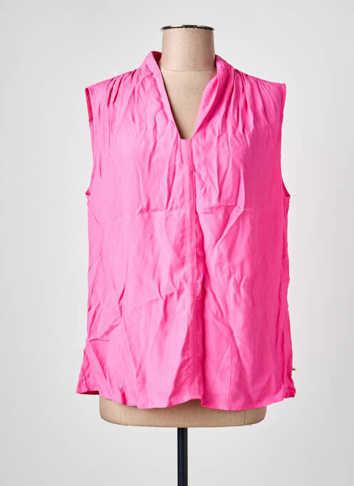 Top col v sans manche rose YEST femme