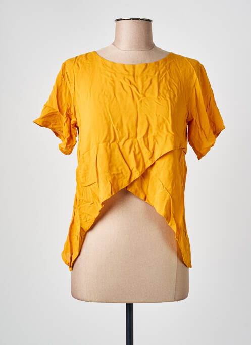 Top coupe fluide manches courtes jaune SEMIOLOGY femme