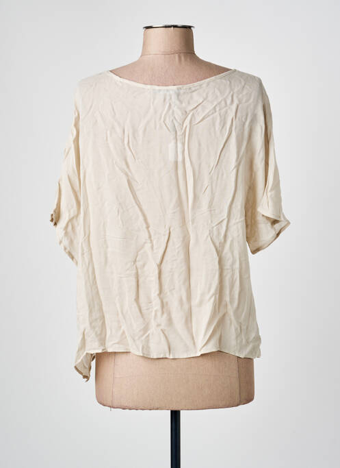 Top coupe fluide manches courtes beige SEMIOLOGY femme