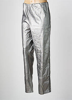 Pantalon droit taille élastique argent ONE O ONE femme