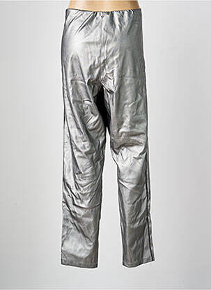 Pantalon droit taille élastique argent ONE O ONE femme