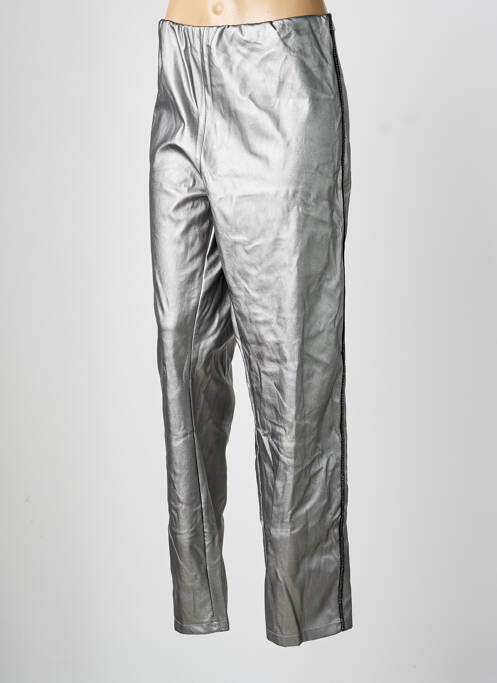 Pantalon droit taille élastique argent ONE O ONE femme