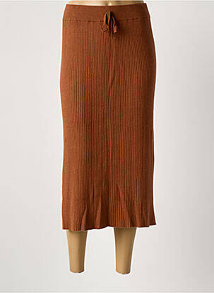 Jupe longue coupe droite marron YESTA femme