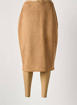Jupe mi-longue coupe droite beige ONE O ONE femme