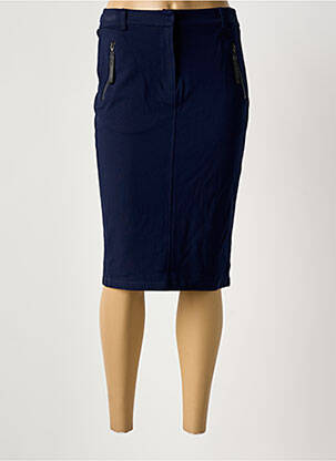 Jupe mi-longue coupe droite bleu MALVIN femme