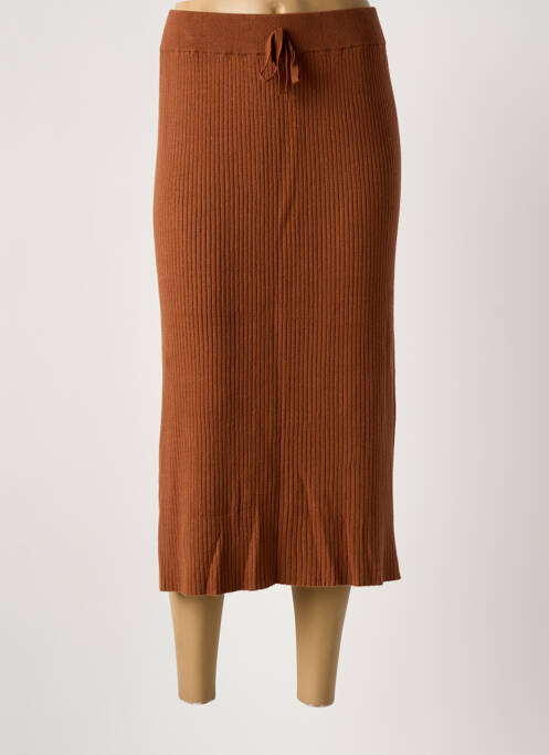 Jupe longue coupe droite marron YESTA femme