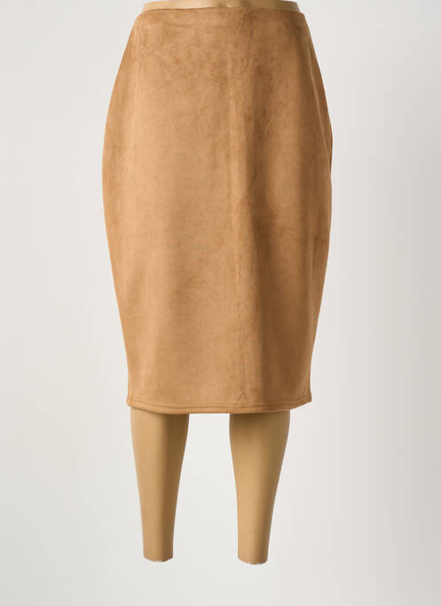 Jupe mi-longue coupe droite beige ONE O ONE femme