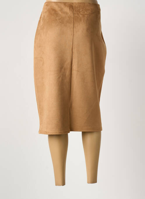 Jupe mi-longue coupe droite beige ONE O ONE femme