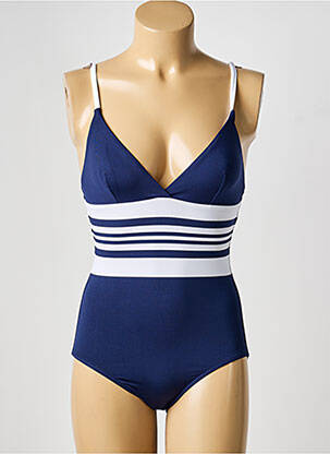 Maillot de bain 1 pièce effet matière satinée haut triangles bleu IODUS femme