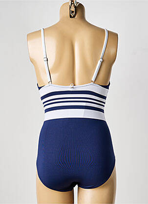 Maillot de bain 1 pièce effet matière satinée haut triangles bleu IODUS femme