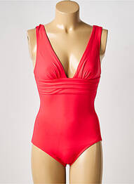 Maillot de bain 1 pièce effet matière satinée haut triangles rouge IODUS femme