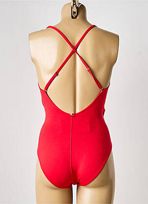 Maillot de bain 1 pièce effet matière satinée haut triangles rouge IODUS femme