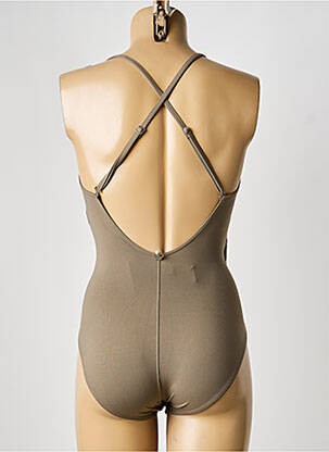 Maillot de bain 1 pièce effet matière satinée haut triangles vert IODUS femme