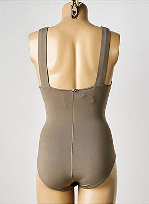 Maillot de bain 1 pièce effet matière satinée haut triangles vert IODUS femme