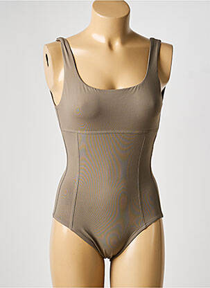 Maillot de bain 1 pièce effet matière satinée haut triangles vert IODUS femme