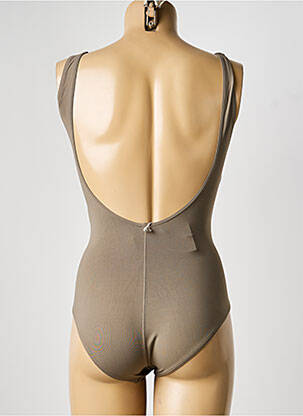 Maillot de bain 1 pièce effet matière satinée haut triangles vert IODUS femme