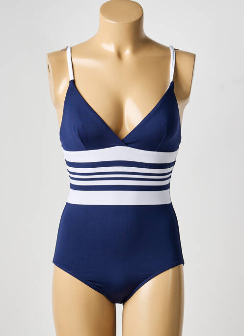 Maillot de bain 1 pièce effet matière satinée haut triangles bleu IODUS femme