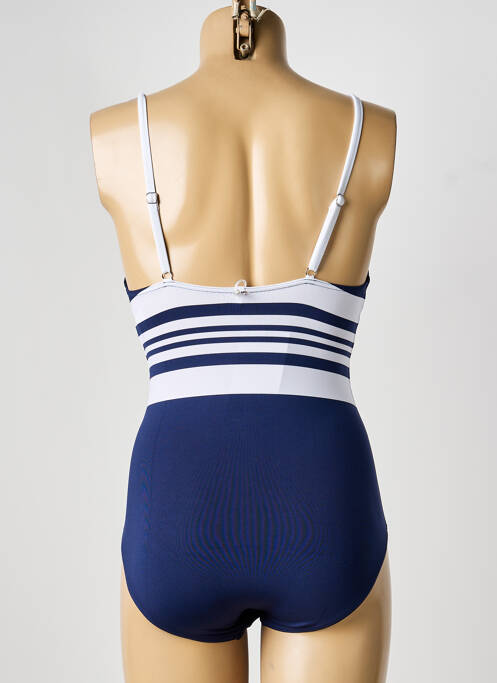 Maillot de bain 1 pièce effet matière satinée haut triangles bleu IODUS femme