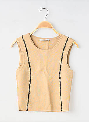 Top tissage jersey sans manche beige SANDRO femme