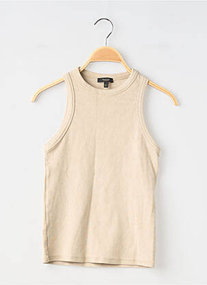 Débardeur tissage côtelé sans manche beige MASSIMO DUTTI femme