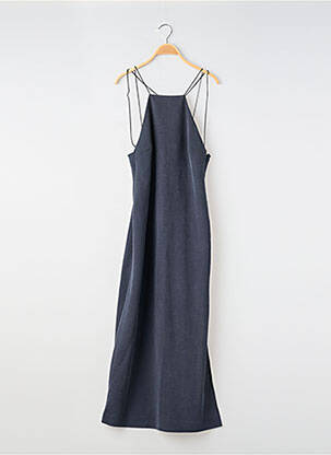 Robe mi-longue tissage crêpe fines bretelles bleu MASSIMO DUTTI femme