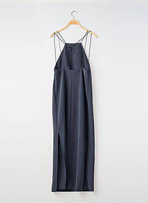 Robe mi-longue tissage crêpe fines bretelles bleu MASSIMO DUTTI femme