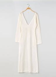 Robe longue coupe cintrée manches 3/4 beige SANS MARQUE femme